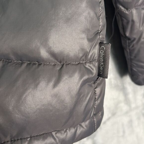 Calvin Klein Gray Duck Down Filled Packable Puffer Full Zip Jacket  Size Large - Picture 8 of 10